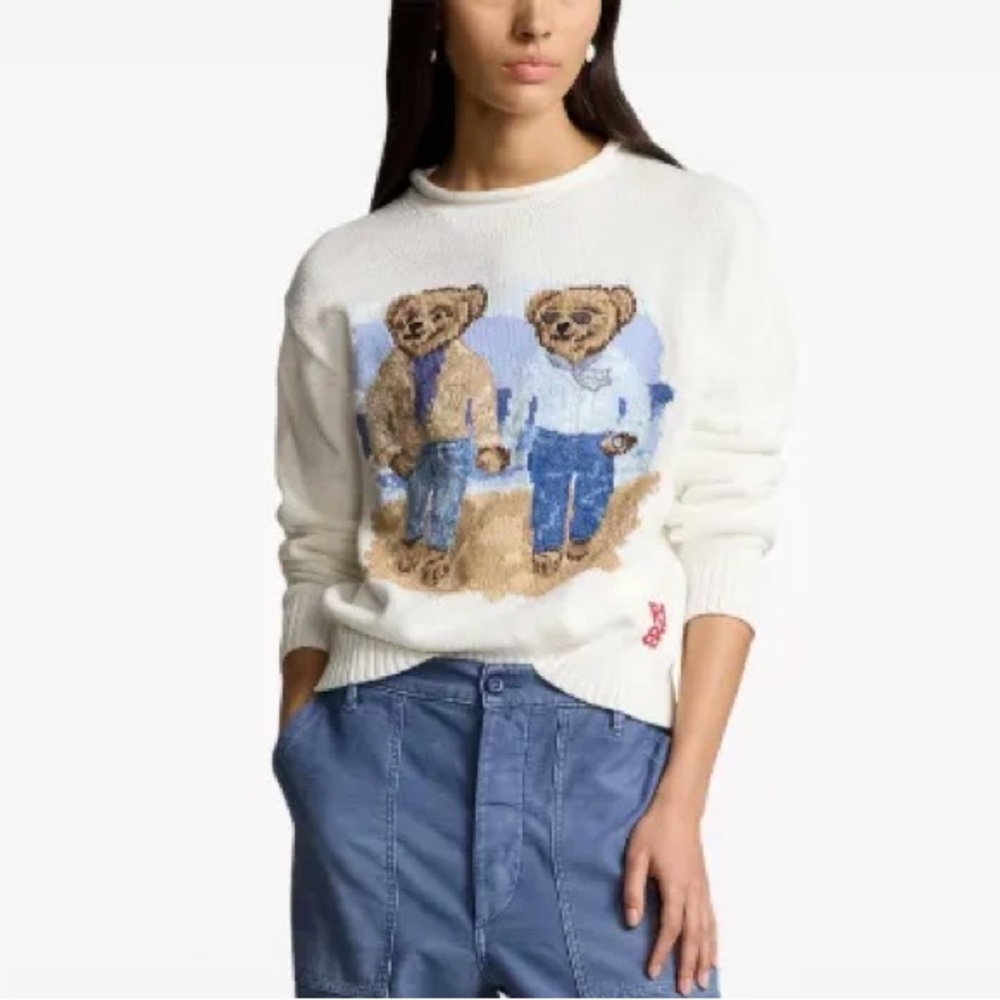 Polo by Ralph Lauren White Sweater with Bear Design